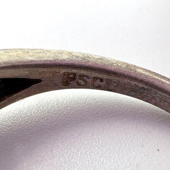 VTG Sterling Silver 925 Spiny Oyster Heart Scroll Star Shoulder Ring Size 6.5 - Picture 5 of 7